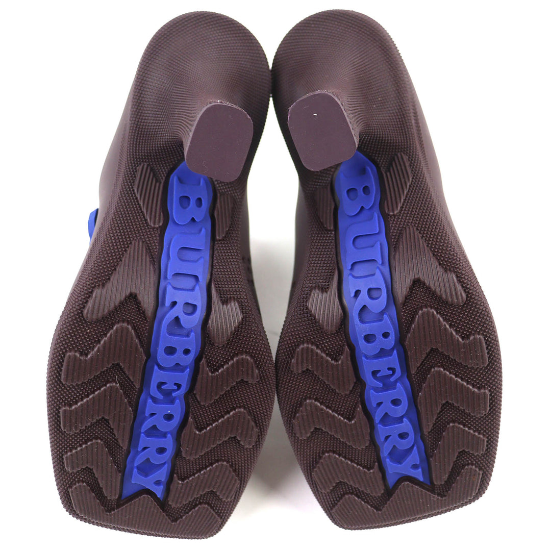 Pristine BURBERRY Barbie Can Logo Patch Square Toe Rubber Mule Sandals Women 35