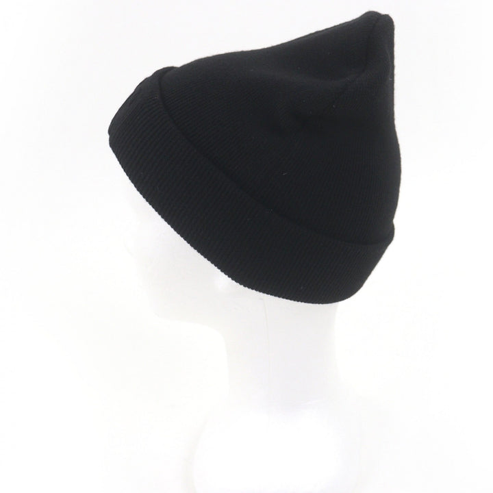 Great GUCCI Knit cap logo embossed beanie black wool mens M 764541