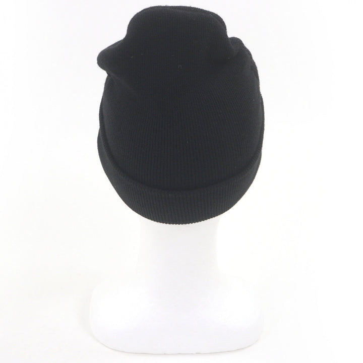 Great GUCCI Knit cap logo embossed beanie black wool mens M 764541