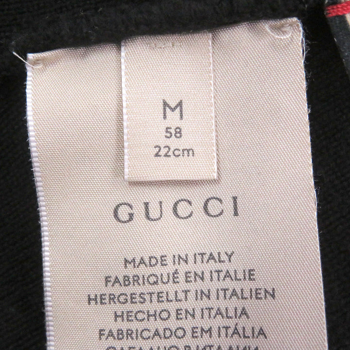 Great GUCCI Knit cap logo embossed beanie black wool mens M 764541