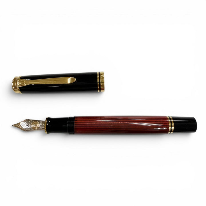 Excellent PERIKAN fountain pen Souverene M800 Red Stripe 18K mens