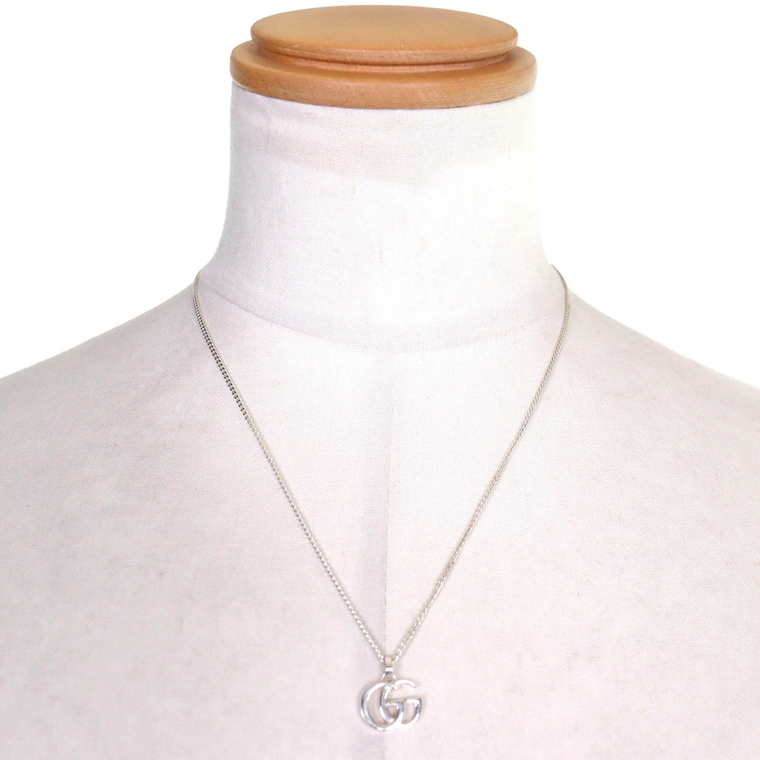Great GUCCI Necklace Double G Pendant Necklace 21.7"" Silver 925 mens 814914