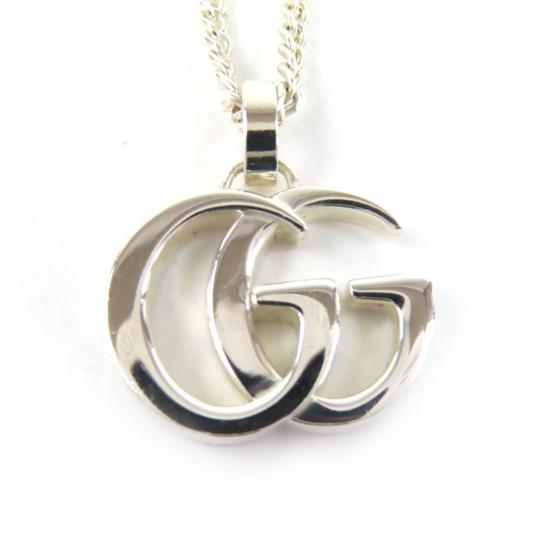 Great GUCCI Necklace Double G Pendant Necklace 21.7"" Silver 925 mens 814914