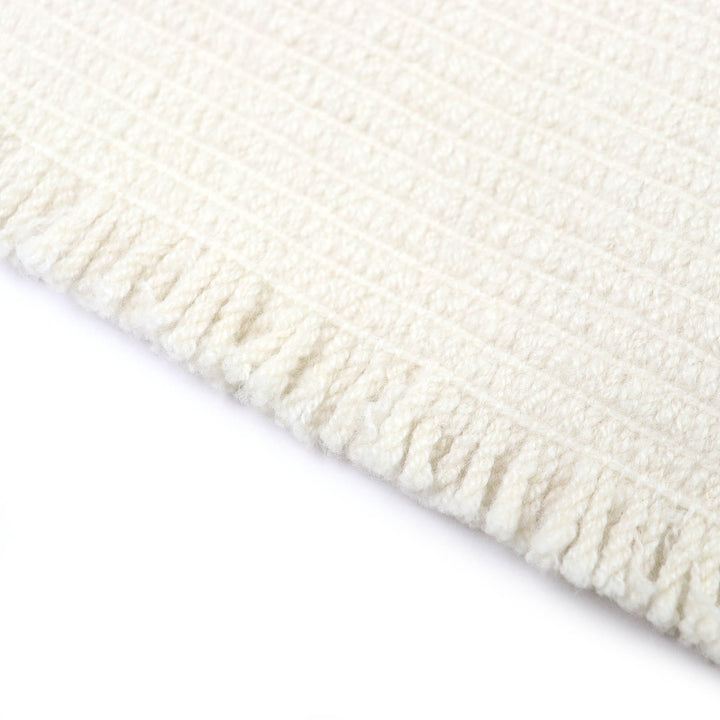 Pristine HERMES shawl H logo leather patch mini fringe large cashmere H693187S