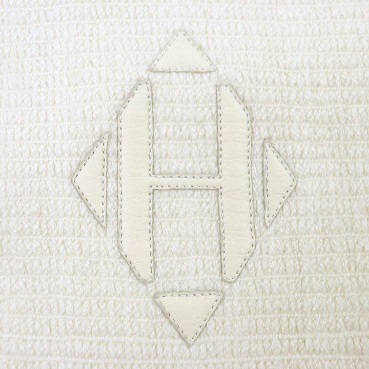 Pristine HERMES shawl H logo leather patch mini fringe large cashmere H693187S
