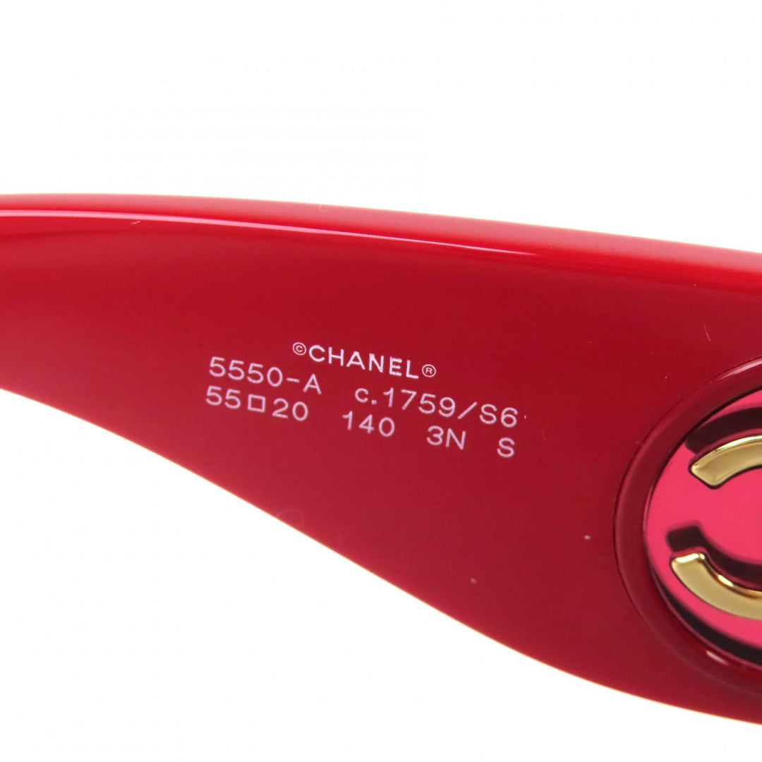 Excellent CHANEL Butterfly Shape Sunglasses COCO Mark Red Women 5550-A