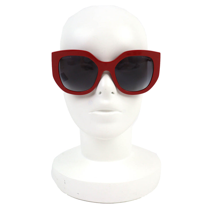 Excellent CHANEL Butterfly Shape Sunglasses COCO Mark Red Women 5550-A