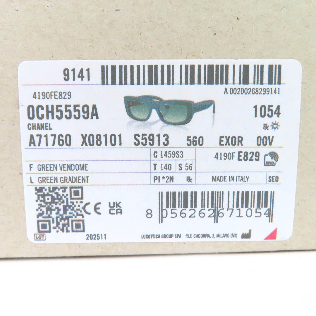 Excellent CHANEL sunglasses Rectangle Shape Sunglasses logo green 5559-A
