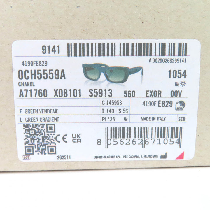 Excellent CHANEL sunglasses Rectangle Shape Sunglasses logo green 5559-A