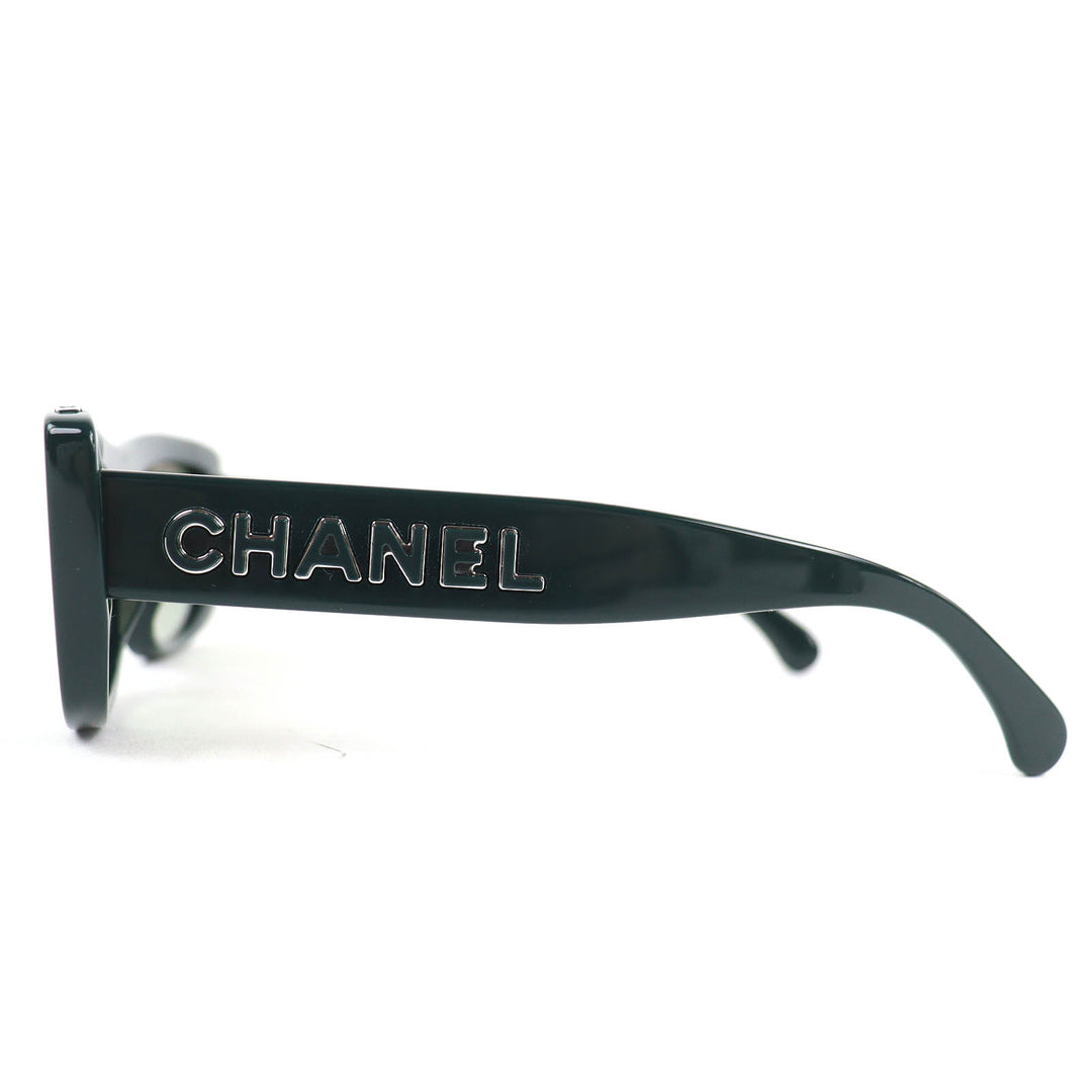 Excellent CHANEL sunglasses Rectangle Shape Sunglasses logo green 5559-A