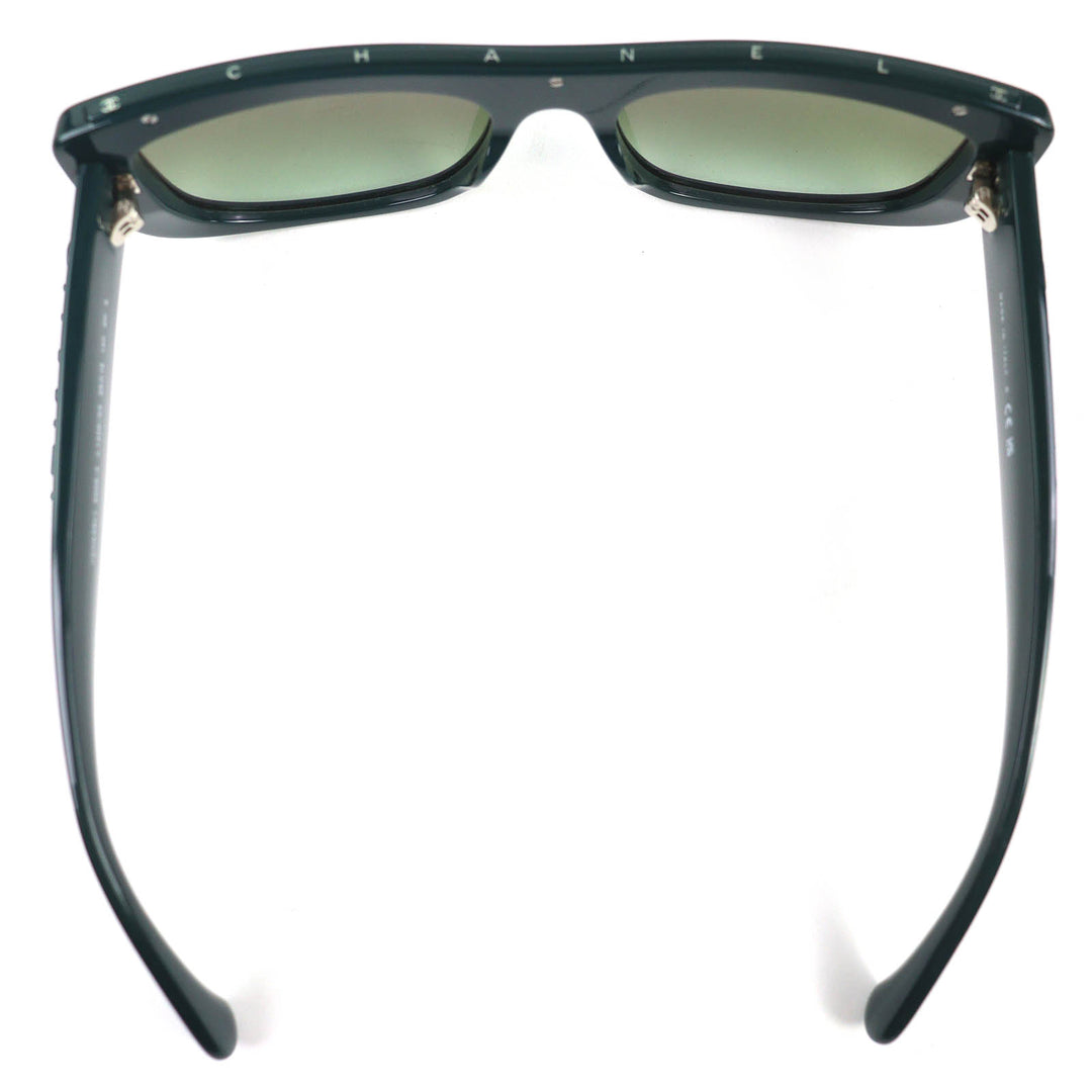 Excellent CHANEL sunglasses Rectangle Shape Sunglasses logo green 5559-A