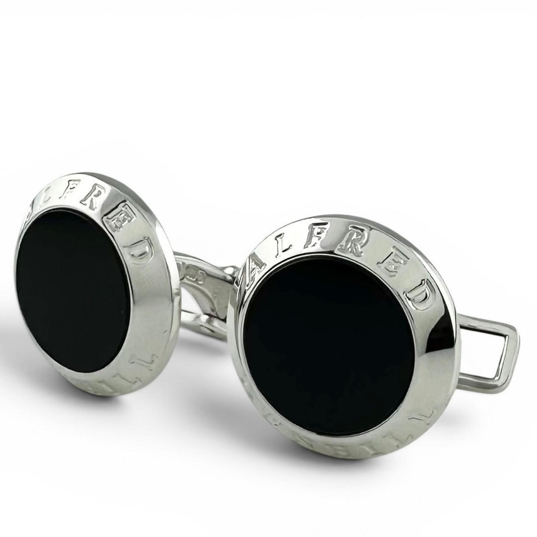 Excellent Dunhill Cufflinks cufflinks AD COIN SV925 x Onyx black mens JSB8201H