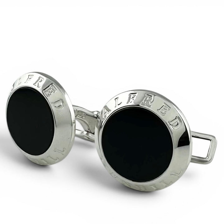 Excellent Dunhill Cufflinks cufflinks AD COIN SV925 x Onyx black mens JSB8201H