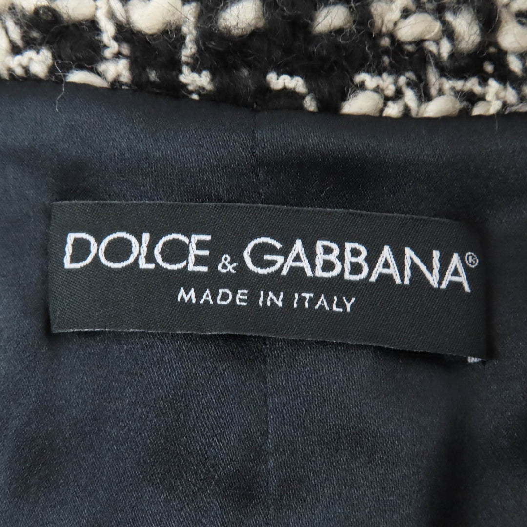 Excellent DOLCE&GABBANA Mohair and alpaca blend tweed collarless jacket 40