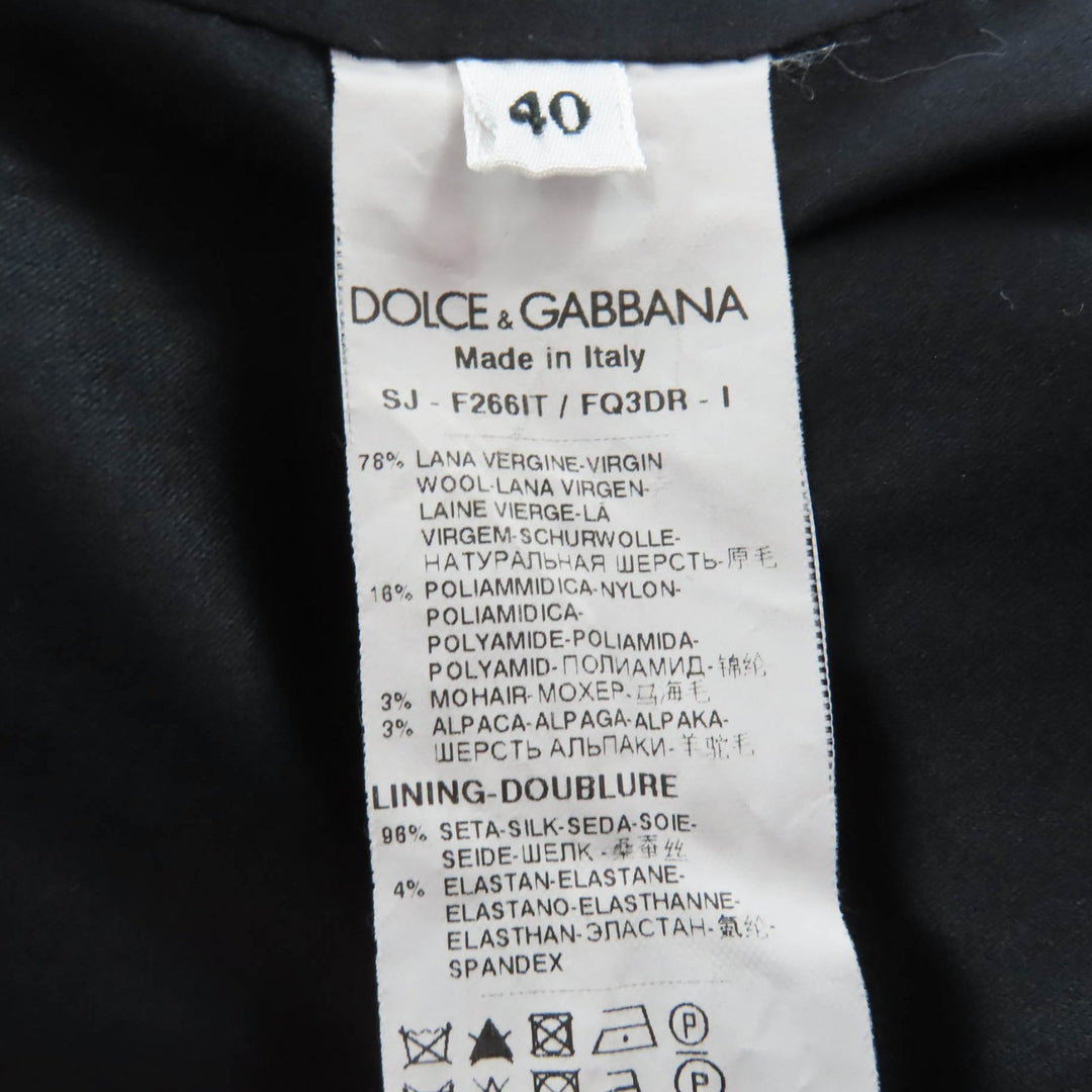 Excellent DOLCE&GABBANA Mohair and alpaca blend tweed collarless jacket 40