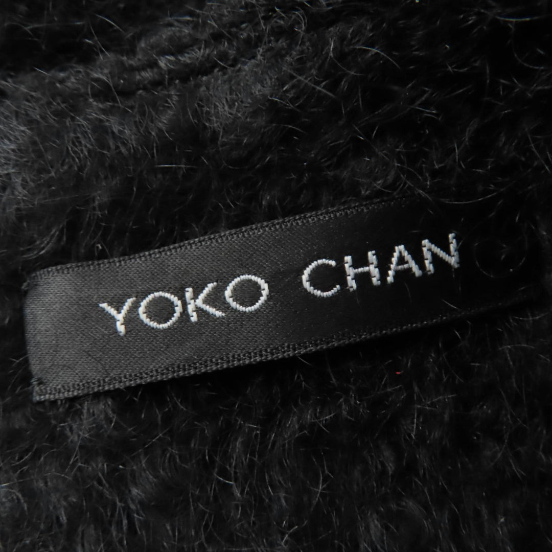 Excellent YOKO CHAN one piece Faux pearl sleeveless black wool 38 YCD-319-552