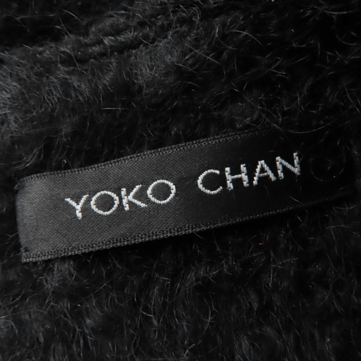 Excellent YOKO CHAN one piece Faux pearl sleeveless black wool 38 YCD-319-552