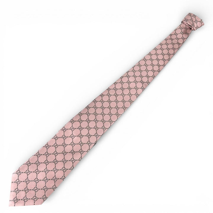 Excellent GUCCI tie GG monogram pattern pink silk mens 499695