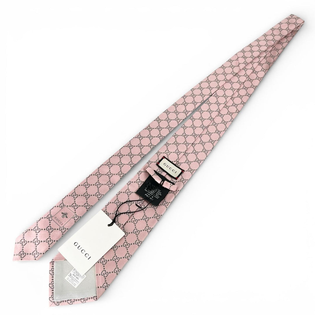 Excellent GUCCI tie GG monogram pattern pink silk mens 499695