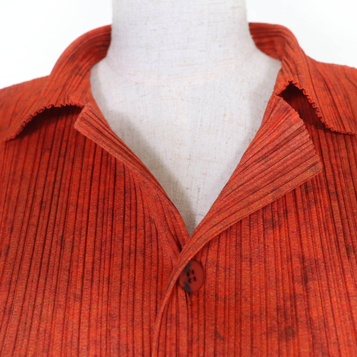 Excellent PLEATS PLEASE T-shirt Tiger Cat cardigan Orange Women 4 PP83-JK724