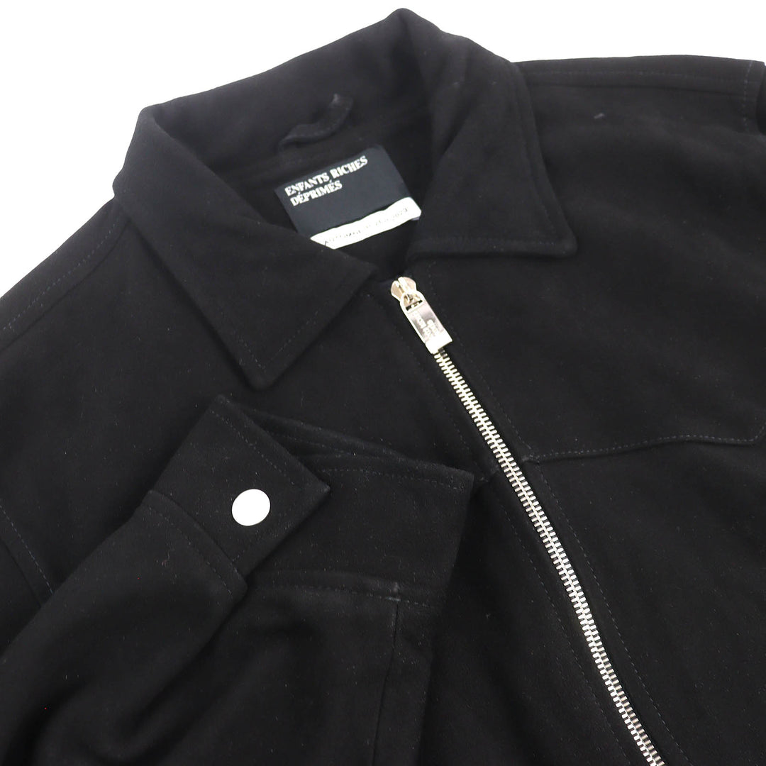Excellent ENFANTS RICHES DEPRIMES Suede Leather Western Jacket black L