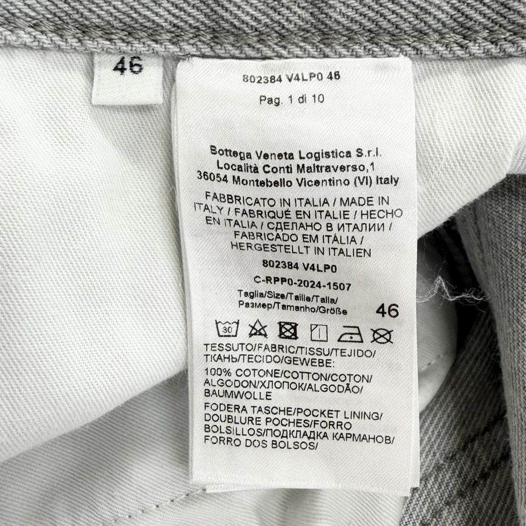 Great BOTTEGAVENETA Denim pants Leather patch, button fly gray cotton 46 802384