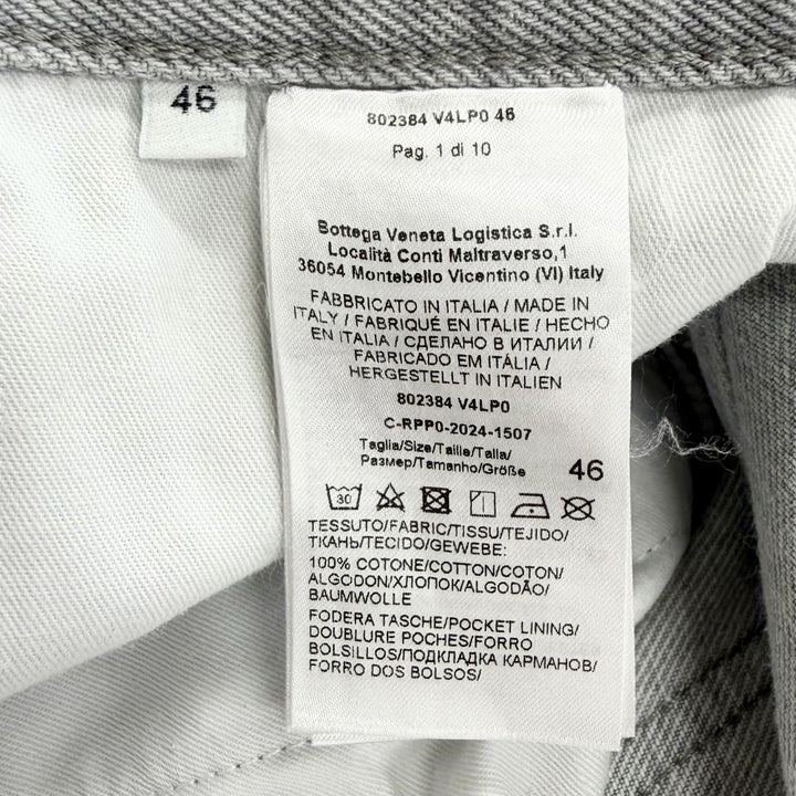 Great BOTTEGAVENETA Denim pants Leather patch, button fly gray cotton 46 802384