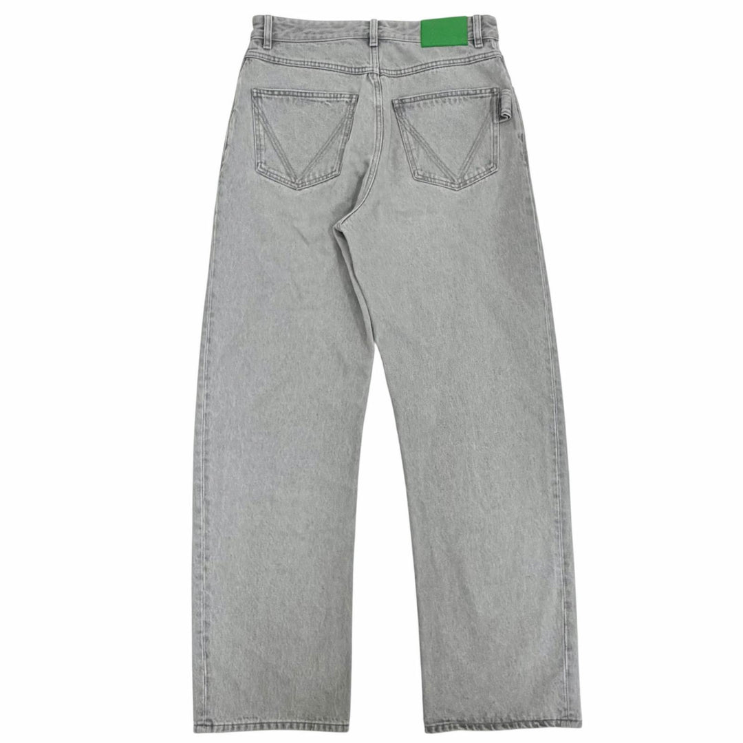 Great BOTTEGAVENETA Denim pants Leather patch, button fly gray cotton 46 802384