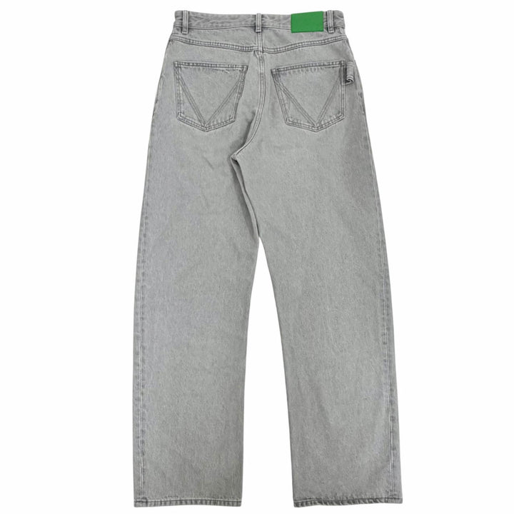 Great BOTTEGAVENETA Denim pants Leather patch, button fly gray cotton 46 802384