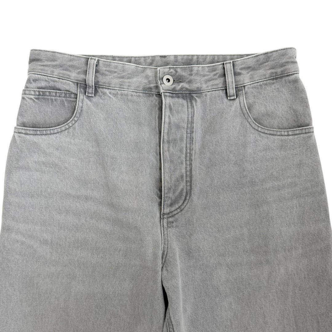 Great BOTTEGAVENETA Denim pants Leather patch, button fly gray cotton 46 802384