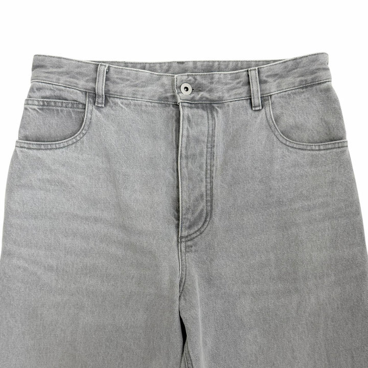 Great BOTTEGAVENETA Denim pants Leather patch, button fly gray cotton 46 802384