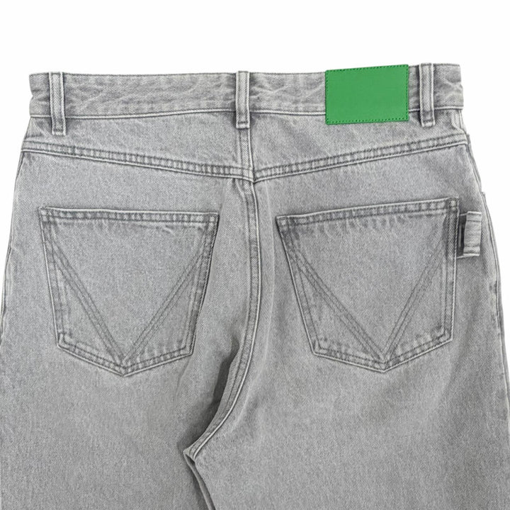 Great BOTTEGAVENETA Denim pants Leather patch, button fly gray cotton 46 802384