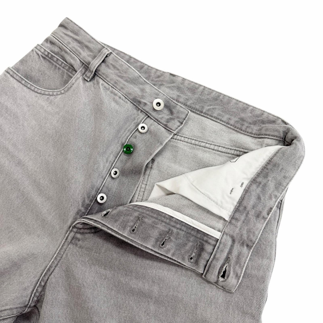 Great BOTTEGAVENETA Denim pants Leather patch, button fly gray cotton 46 802384