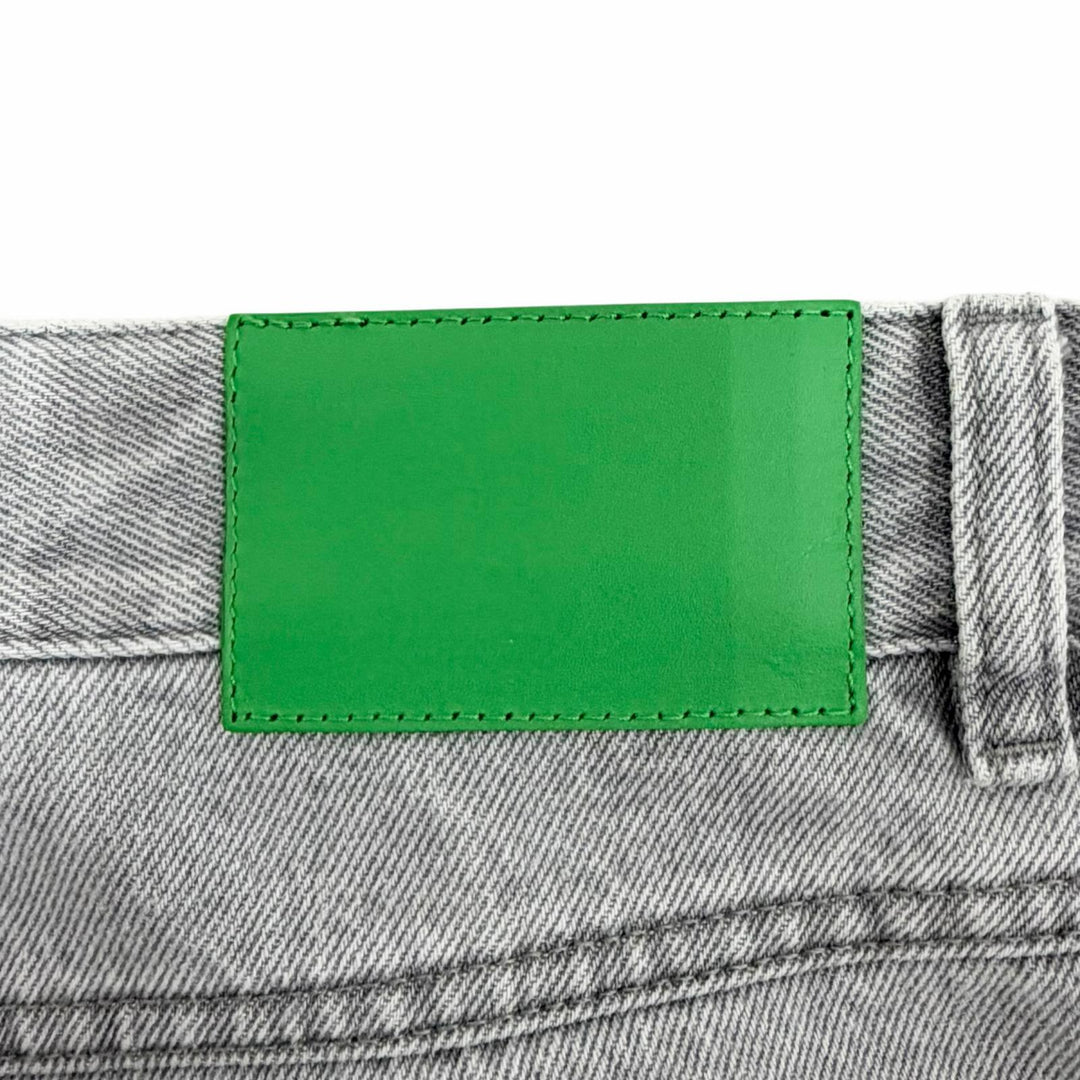 Great BOTTEGAVENETA Denim pants Leather patch, button fly gray cotton 46 802384