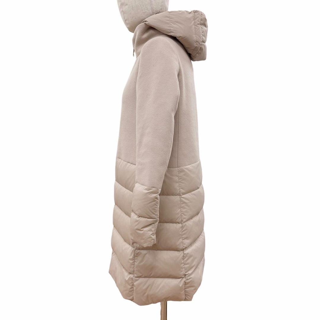 Great Herno down coat Switching design with logo beige wool Women 40 PI0848D