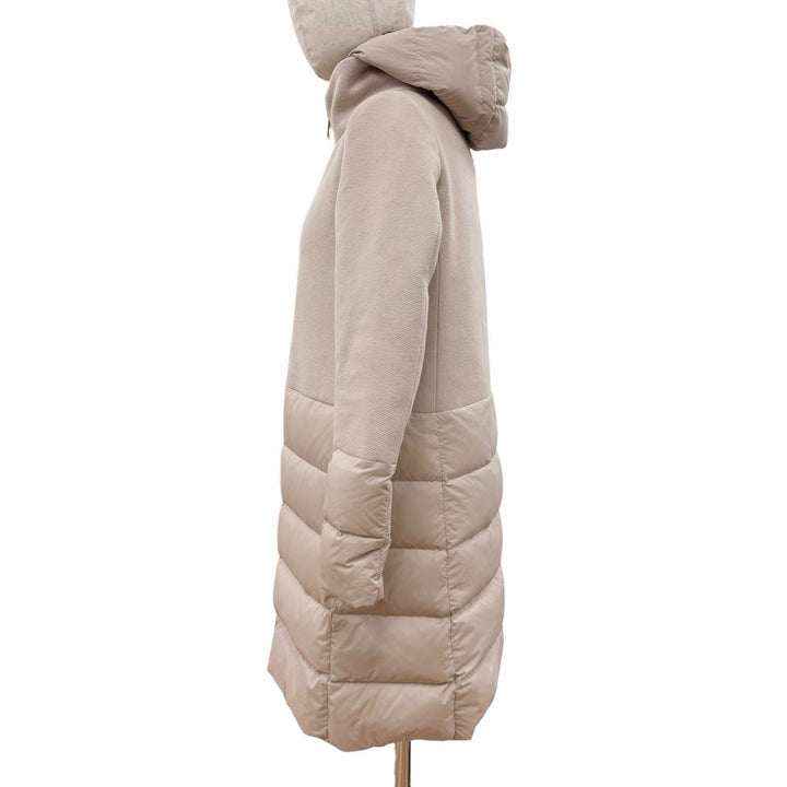 Great Herno down coat Switching design with logo beige wool Women 40 PI0848D