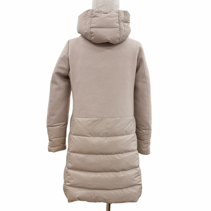 Great Herno down coat Switching design with logo beige wool Women 40 PI0848D