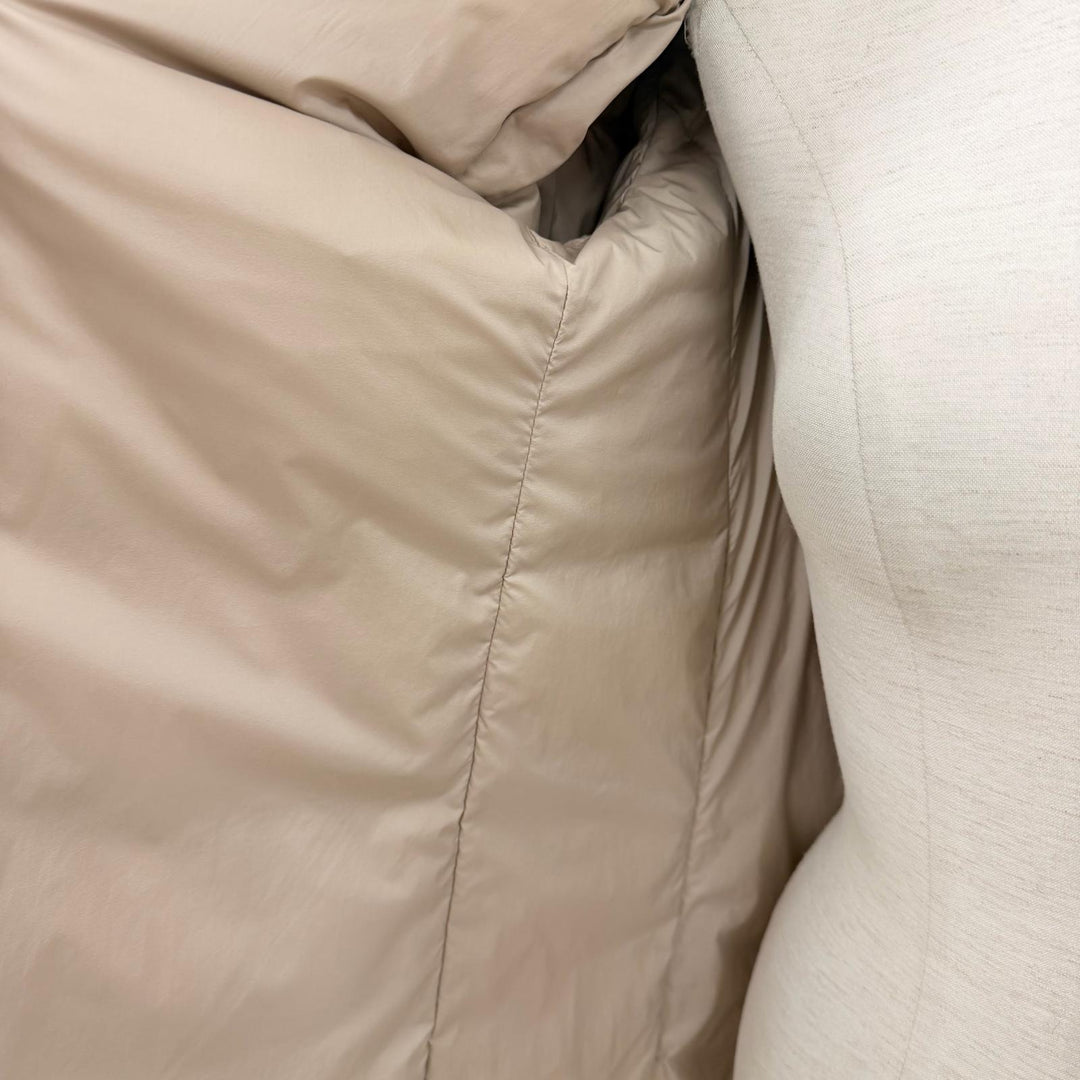 Great Herno down coat Switching design with logo beige wool Women 40 PI0848D