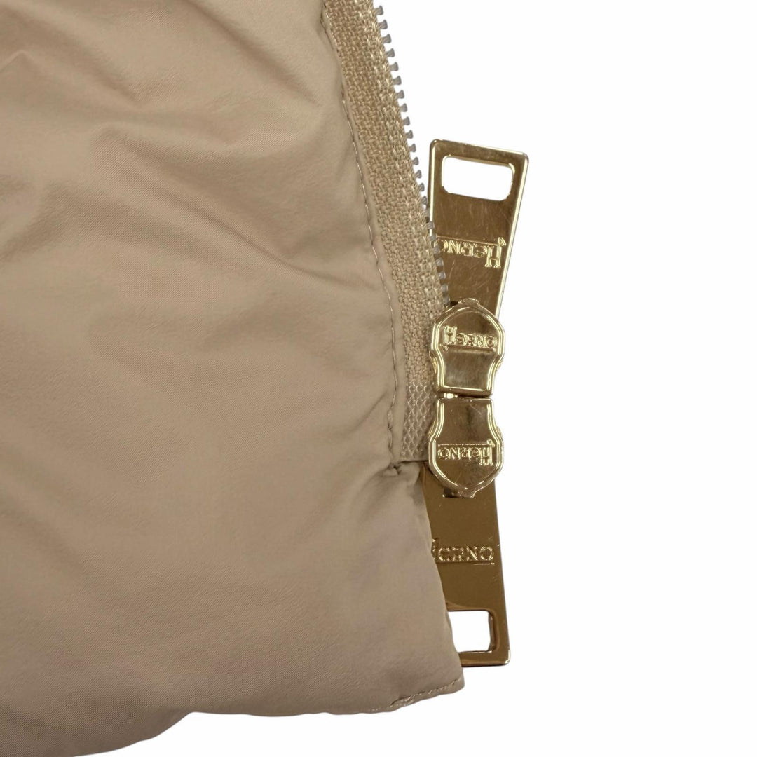 Great Herno down coat Switching design with logo beige wool Women 40 PI0848D