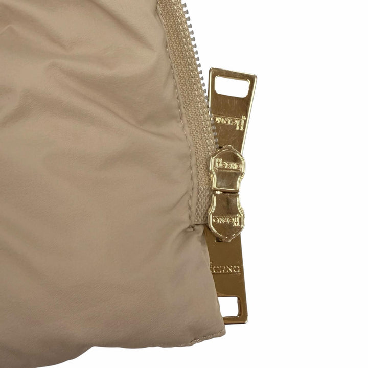Great Herno down coat Switching design with logo beige wool Women 40 PI0848D
