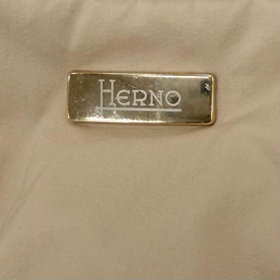 Great Herno down coat Switching design with logo beige wool Women 40 PI0848D