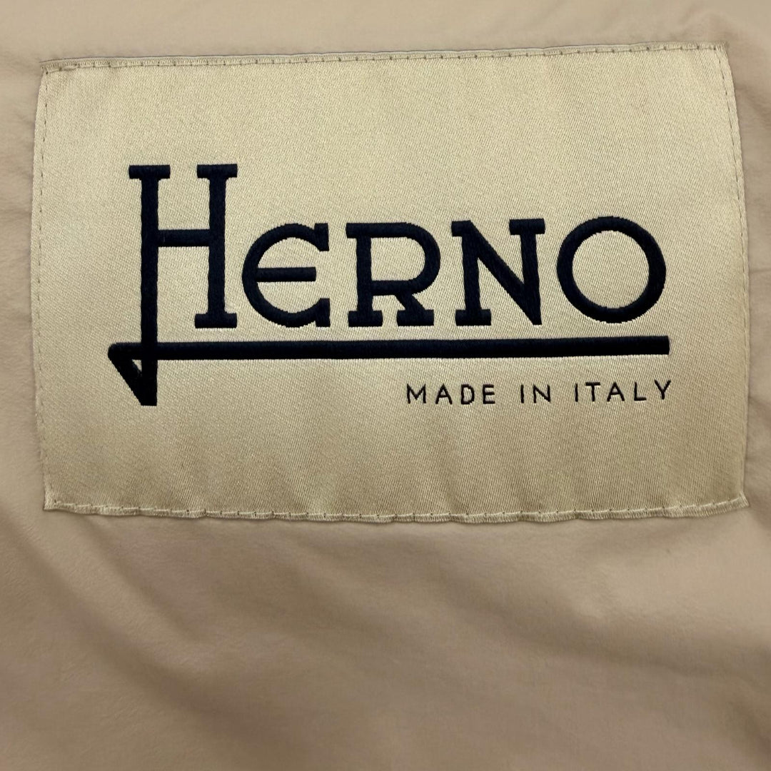 Great Herno down coat Switching design with logo beige wool Women 40 PI0848D