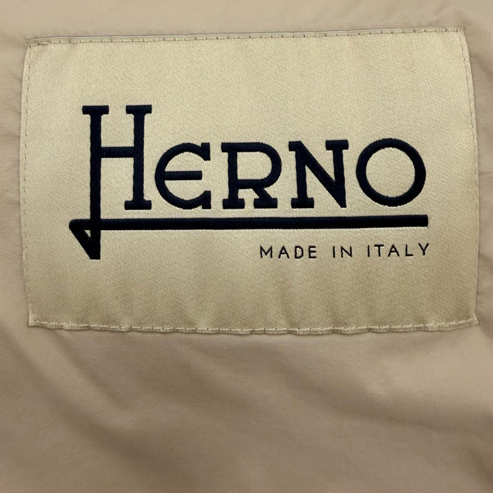 Great Herno down coat Switching design with logo beige wool Women 40 PI0848D