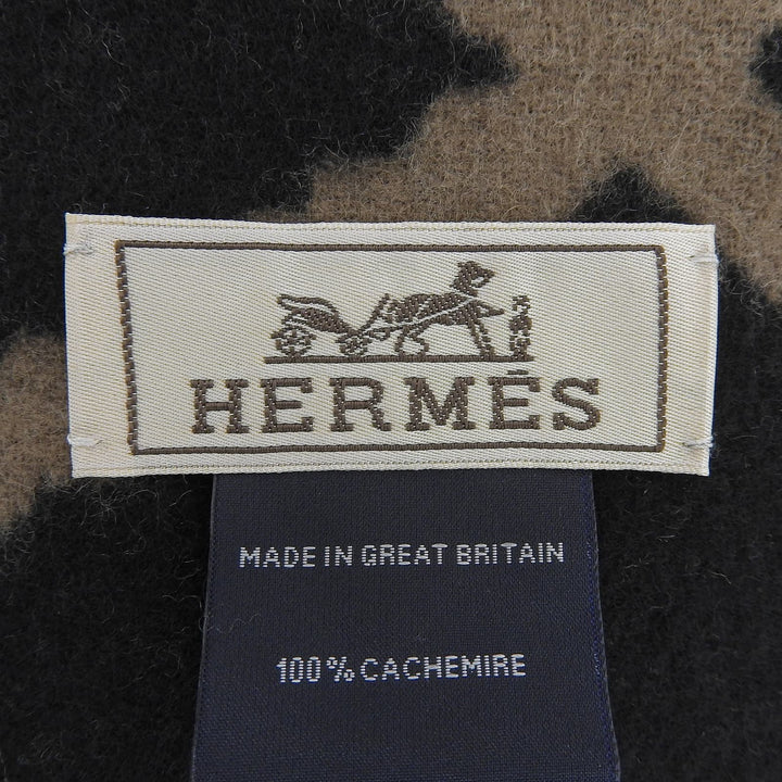 Excellent HERMES Scarf Click crack With fringe Brown cashmere Women