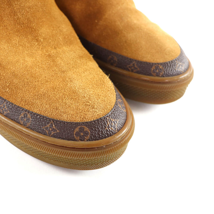 Excellent LOUIS VUITTON Knee-high boots Snowball line Brown Mouton Women 36.5