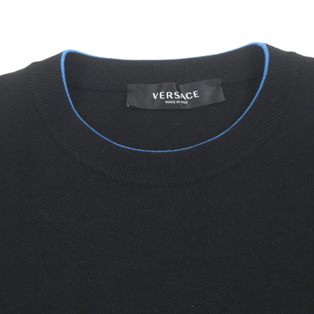 Discounted Great VERSACE sweater Logo pullover knit black wool mens 48 1003703