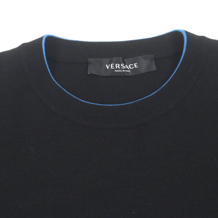 Discounted Great VERSACE sweater Logo pullover knit black wool mens 48 1003703