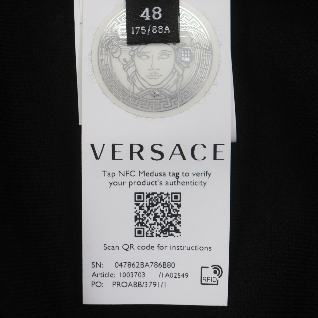 Discounted Great VERSACE sweater Logo pullover knit black wool mens 48 1003703