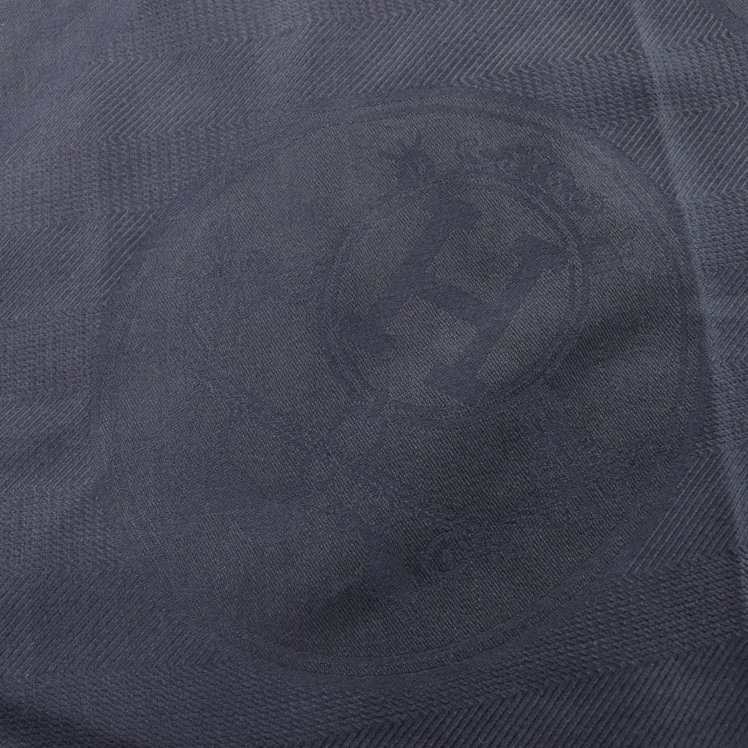 Excellent HERMES poncho Exlibris Leather Navy cashmere Women