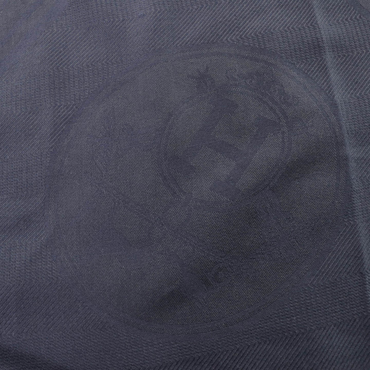 Excellent HERMES poncho Exlibris Leather Navy cashmere Women